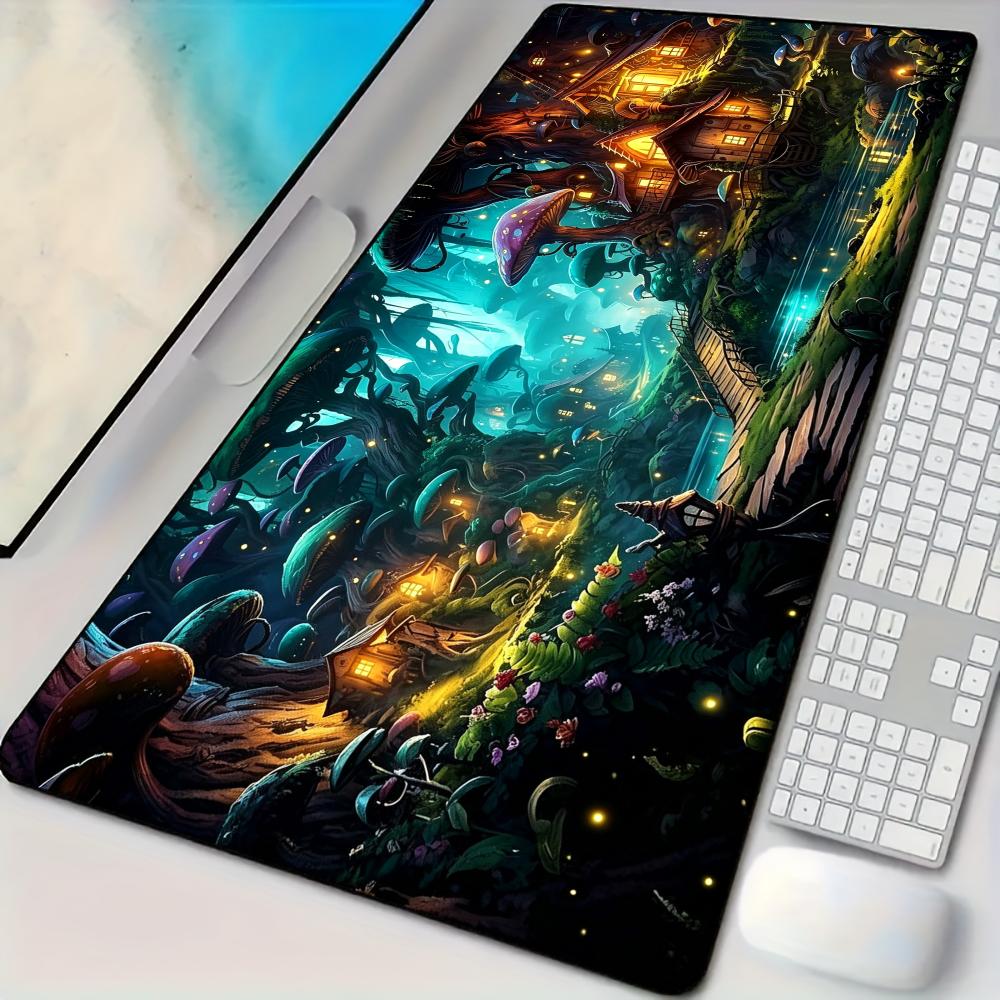 Gaming Accessories Gamer - Mysterious Forest Mushroom House Mouse Pad