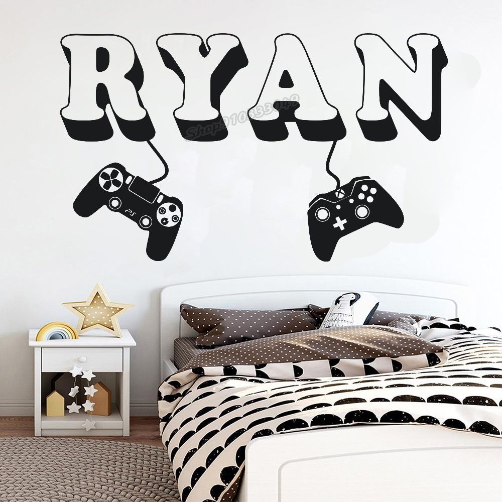 Gaming Accessories For Room - Gamer wall Sticker Custom Name Controller
