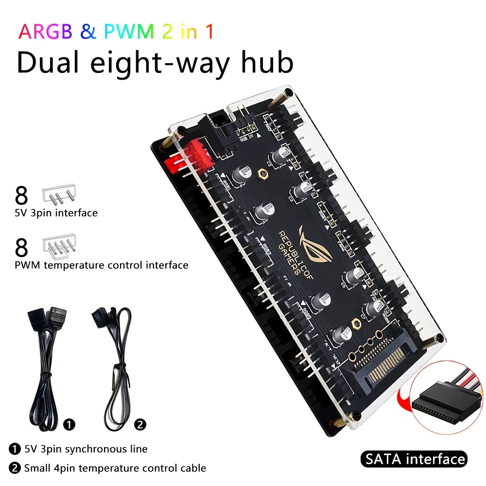 Dual 8-Port Fan Hub ARGB/PWM 2 - Rgb Hub Sync 评论和价格