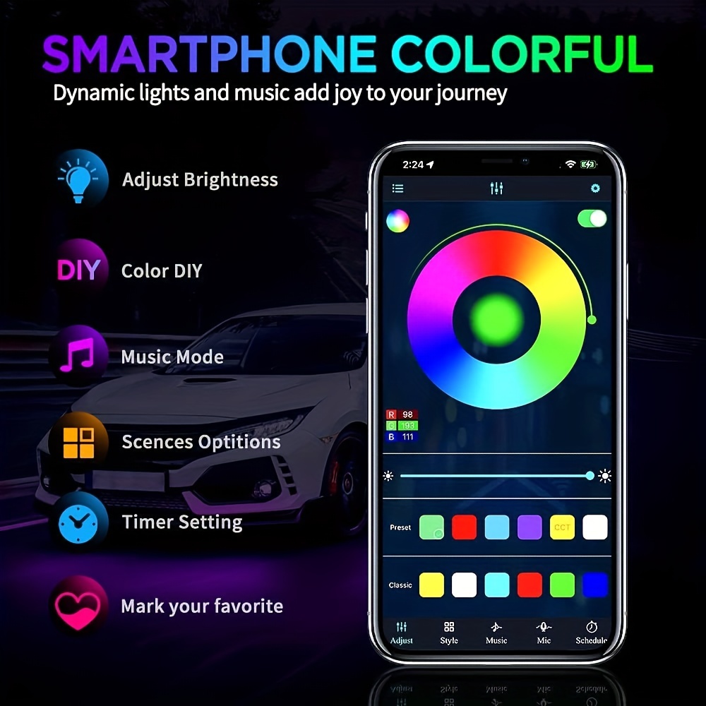 RGB Flexible Car Underglow Lig - Rgb Hub Sync 评论和价格